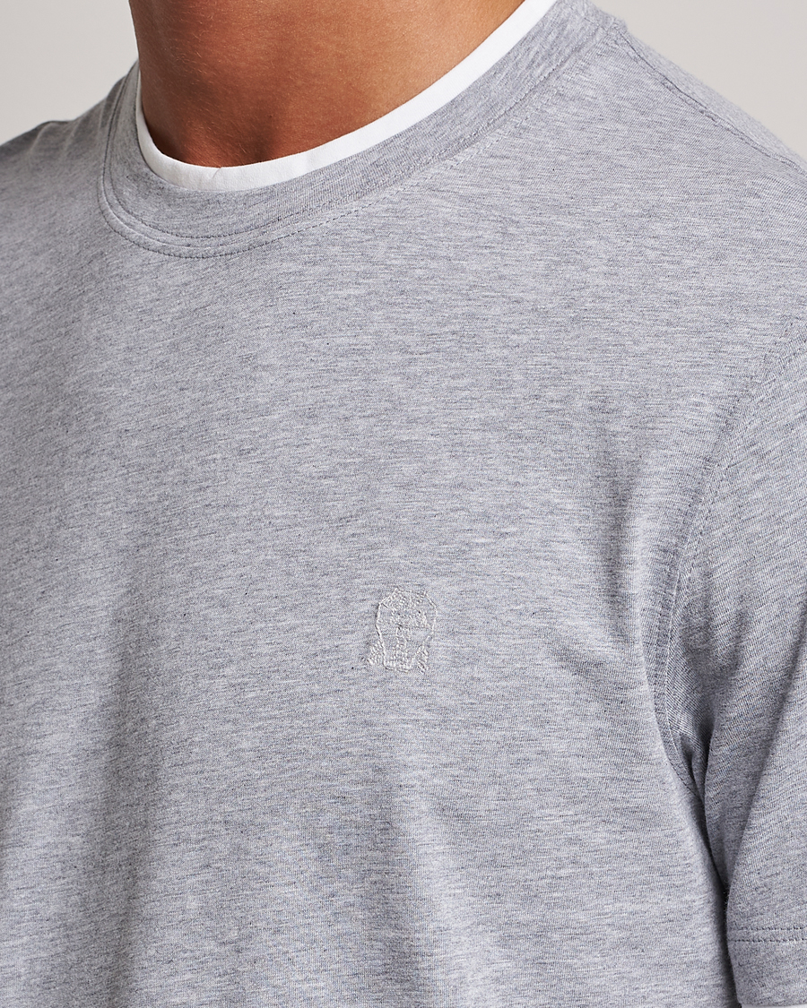 Homme | T-shirts | Brunello Cucinelli | Short Sleeve Logo T-Shirt Light Grey