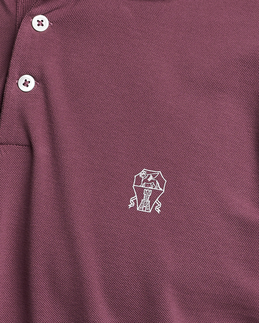 Homme | Polos | Brunello Cucinelli | Short Sleeve Logo Polo Burgundy