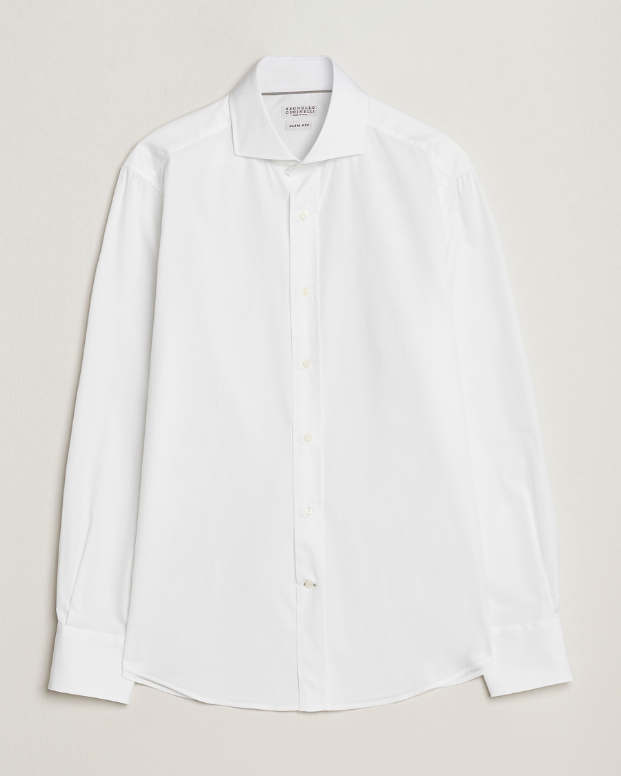 Homme | Chemises | Brunello Cucinelli | Slim Fit Poplin Shirt White