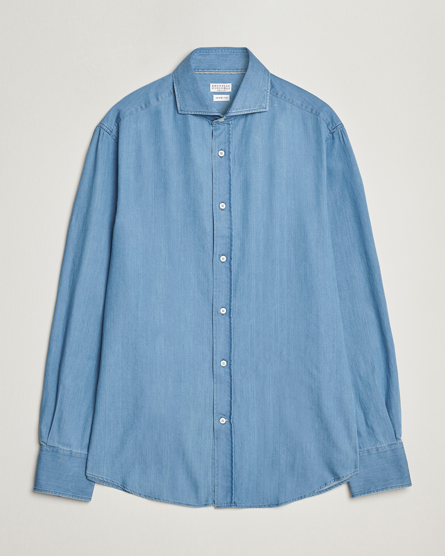 Homme | Chemises | Brunello Cucinelli | Slim Fit Denim Shirt Indigo Blue