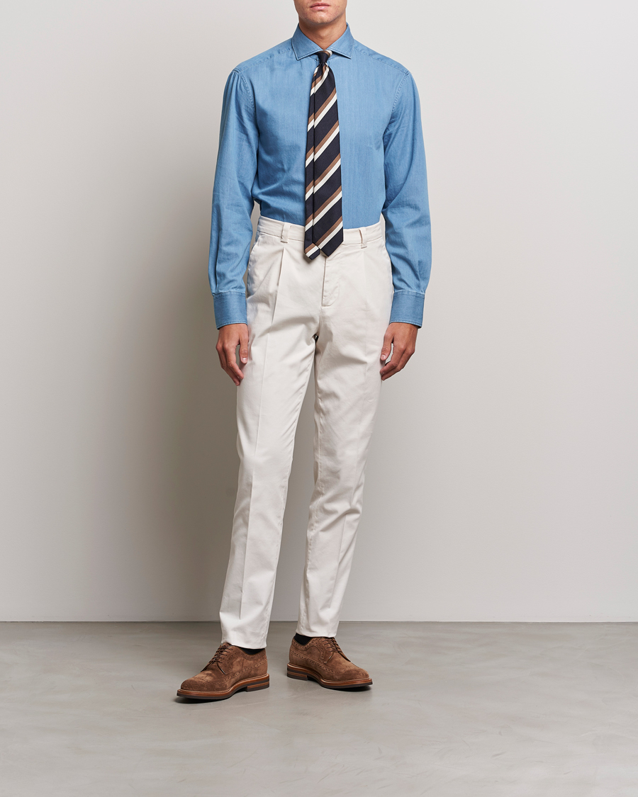 Homme | Chemises | Brunello Cucinelli | Slim Fit Denim Shirt Indigo Blue