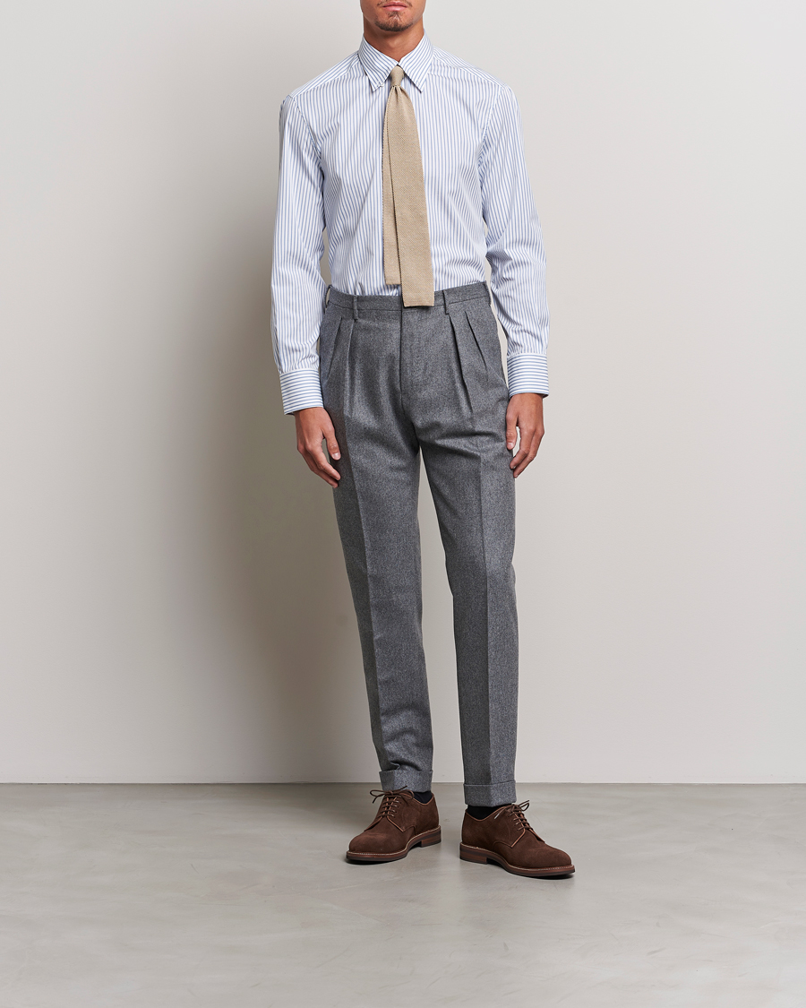 Homme | Chemises | Brunello Cucinelli | Slim Fit Button Down Shirt Light Blue Stripe