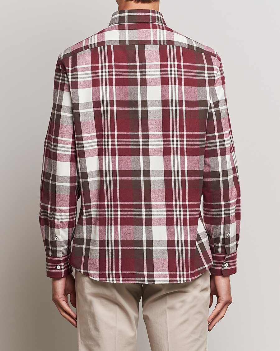 Homme | Chemises | Brunello Cucinelli | Slim Fit Button Down Madras Shirt Burgundy