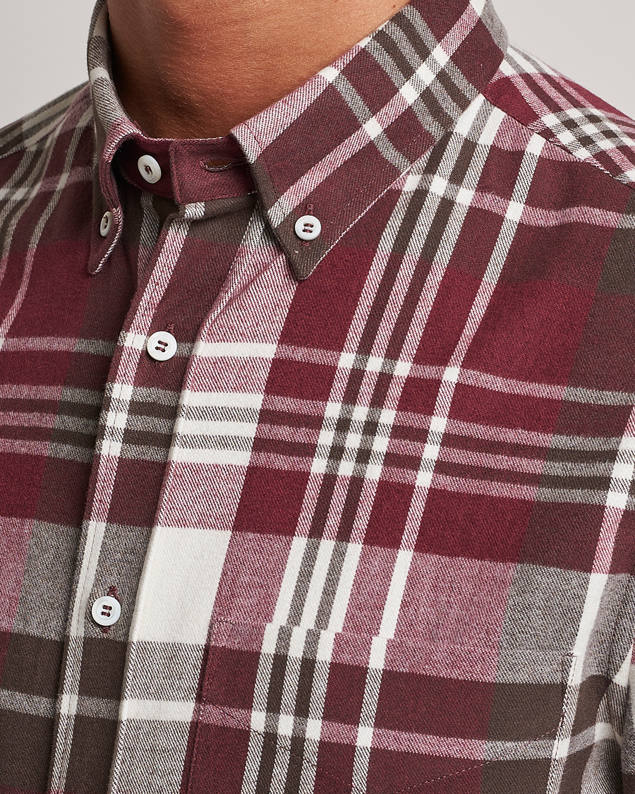 Homme | Chemises | Brunello Cucinelli | Slim Fit Button Down Madras Shirt Burgundy