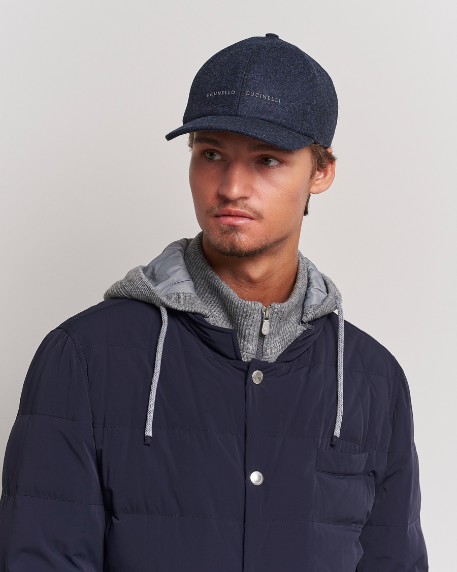 Homme | Brunello Cucinelli Flannel Baseball Cap Navy | Brunello Cucinelli | Flannel Baseball Cap Navy