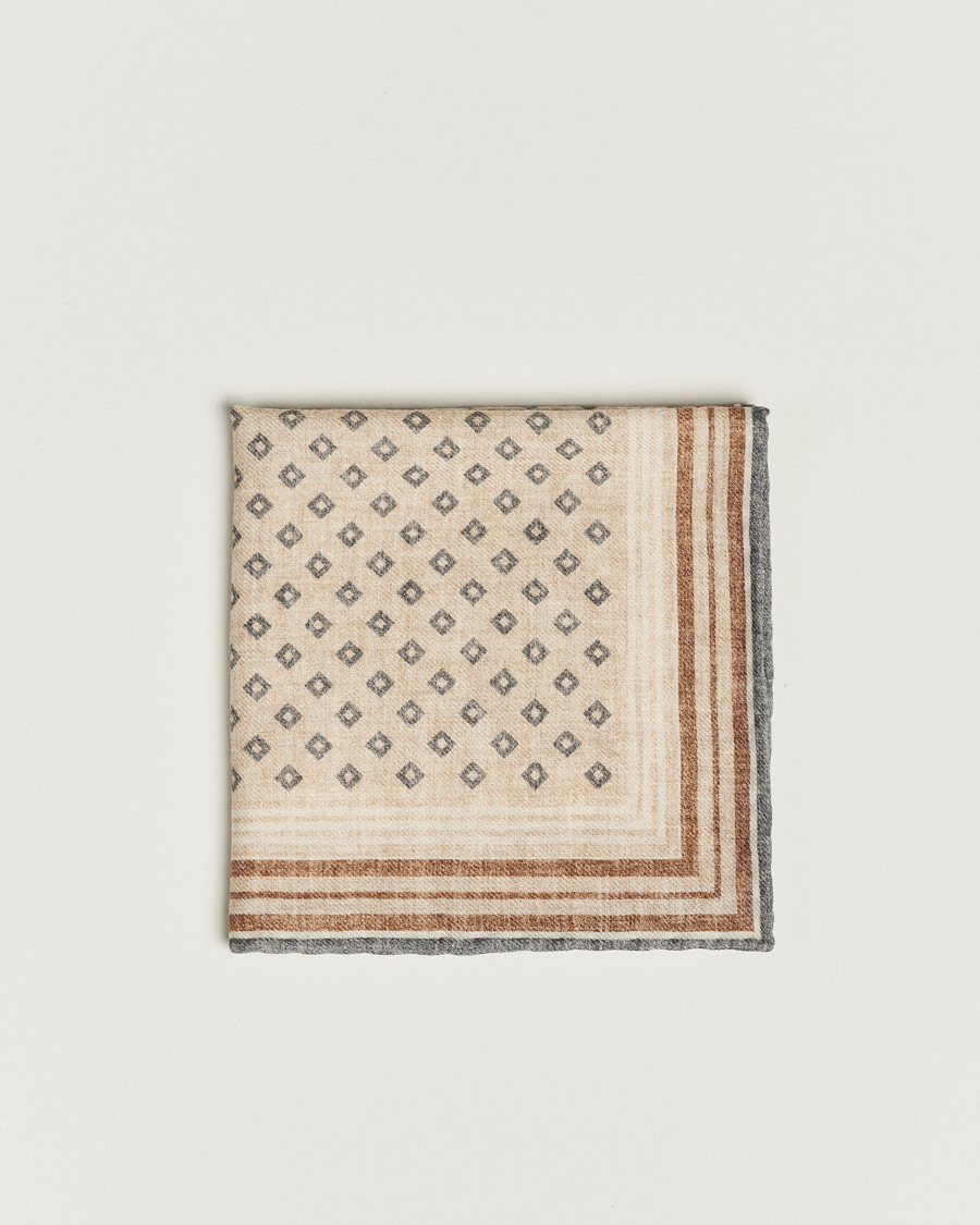 Homme | Brunello Cucinelli Wool Pocket Square Grey/Beige | Brunello Cucinelli | Wool Pocket Square Grey/Beige