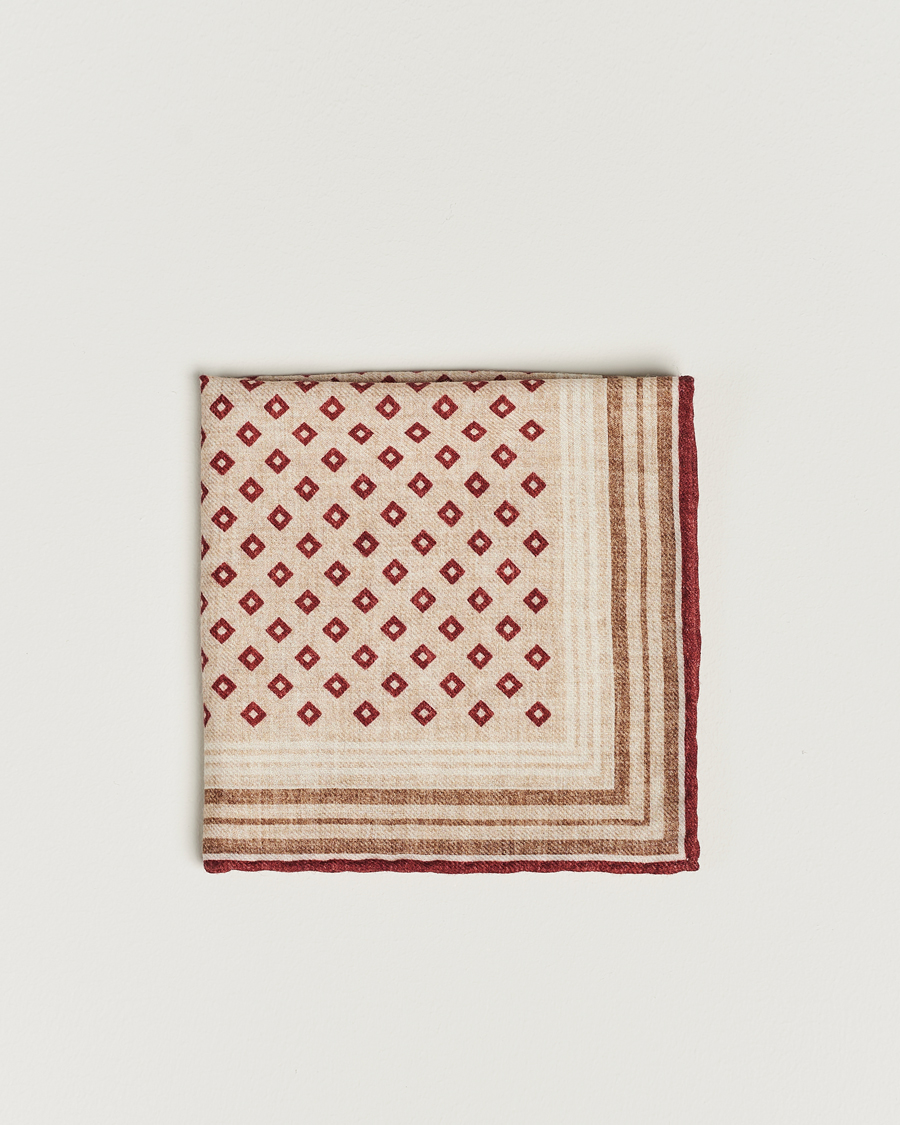 Homme | Brunello Cucinelli Wool Pocket Square Burgundy/Beige | Brunello Cucinelli | Wool Pocket Square Burgundy/Beige