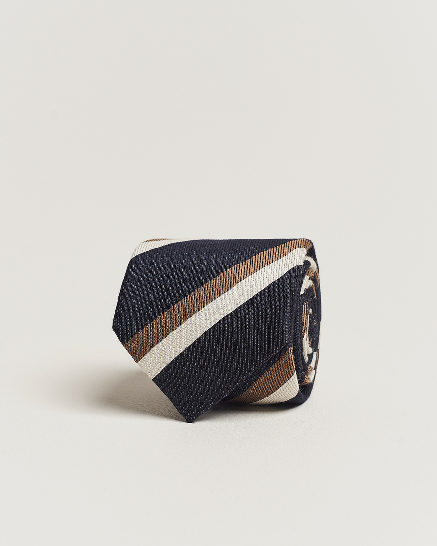 Homme | Brunello Cucinelli Regimental Stripe Tie Navy/Grey | Brunello Cucinelli | Regimental Stripe Tie Navy/Grey