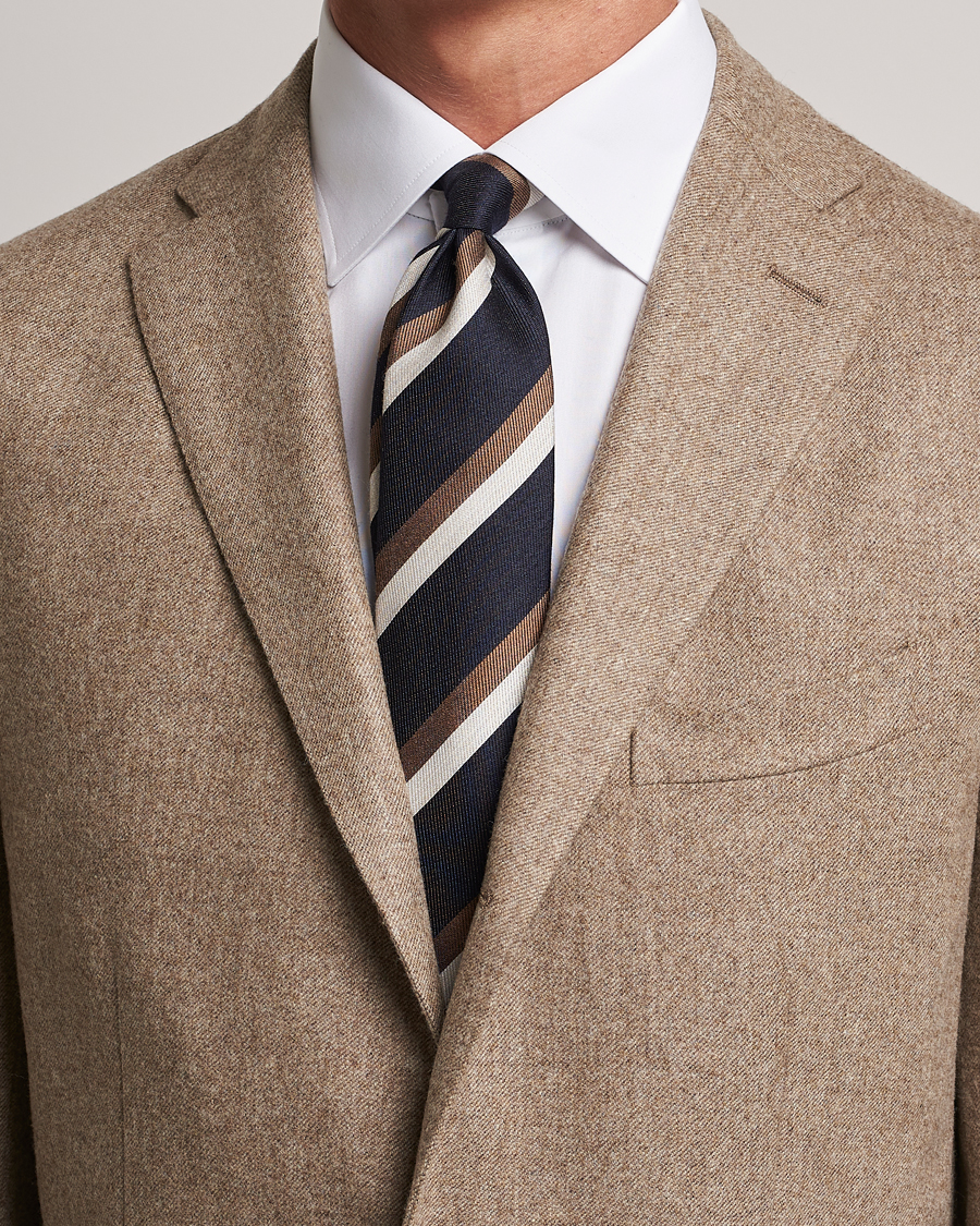 Homme | Brunello Cucinelli Regimental Stripe Tie Navy/Grey | Brunello Cucinelli | Regimental Stripe Tie Navy/Grey