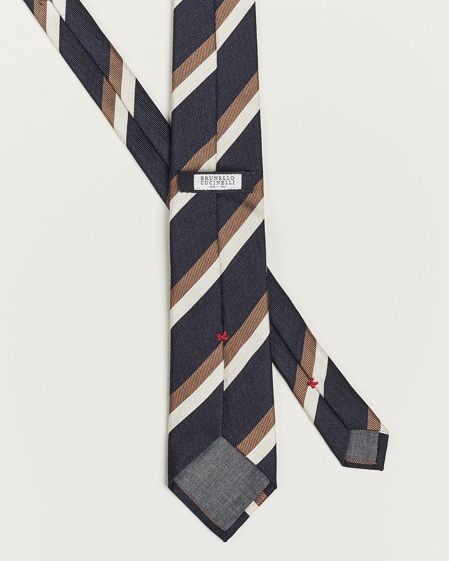 Homme | Brunello Cucinelli Regimental Stripe Tie Navy/Grey | Brunello Cucinelli | Regimental Stripe Tie Navy/Grey