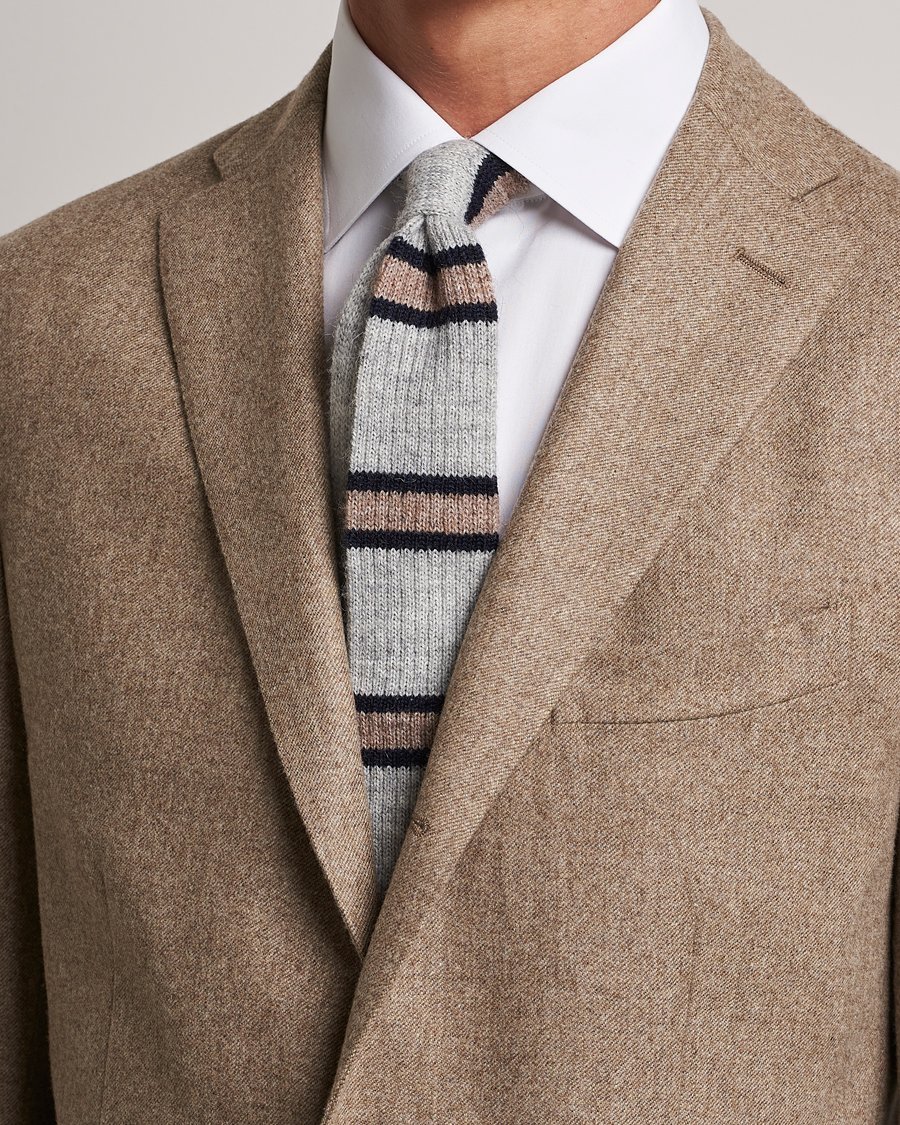 Homme |  | Brunello Cucinelli | Stripe Knit Tie Grey/Navy