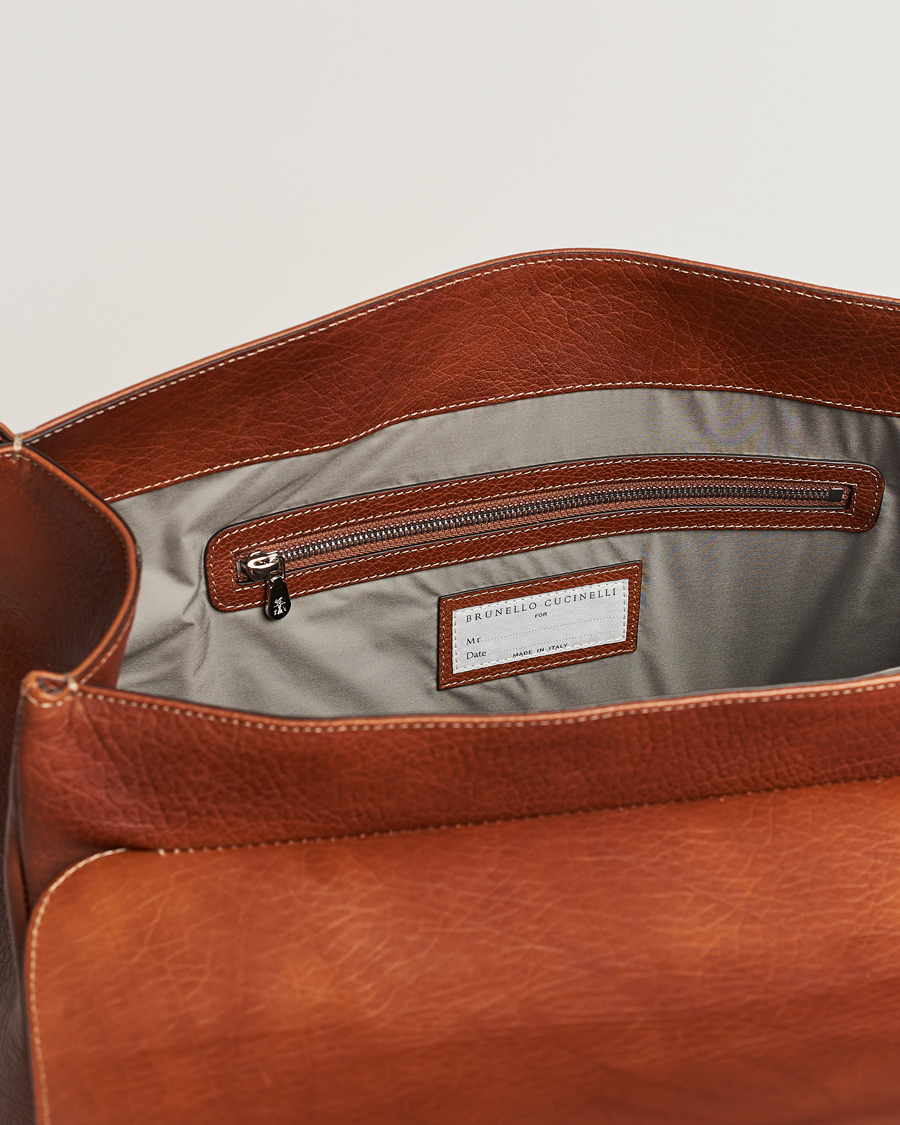 Homme | Brunello Cucinelli Grain Leather Briefcase Cognac | Brunello Cucinelli | Grain Leather Briefcase Cognac