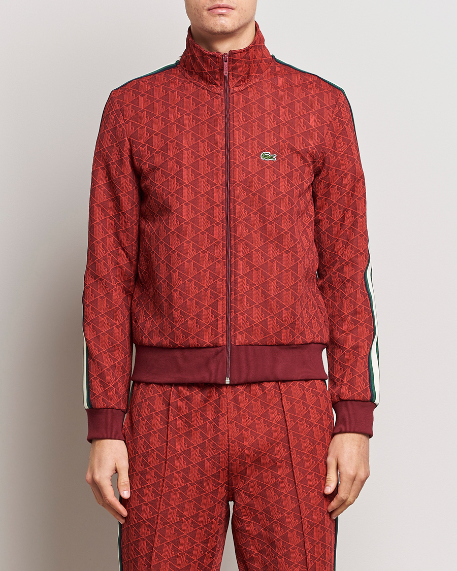 Homme | Pulls Et Tricots | Lacoste | Monogram Full Zip Track Jacket Pinot/Red