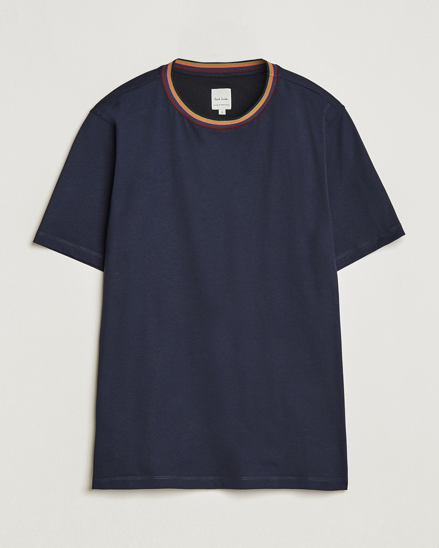 Homme | T-shirts | Paul Smith | Stripe Rib Crew Neck T-Shirt Navy