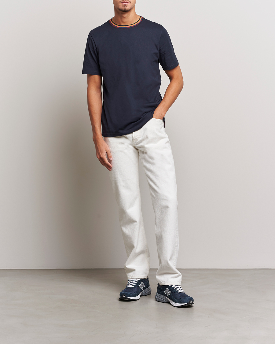 Homme | T-shirts | Paul Smith | Stripe Rib Crew Neck T-Shirt Navy