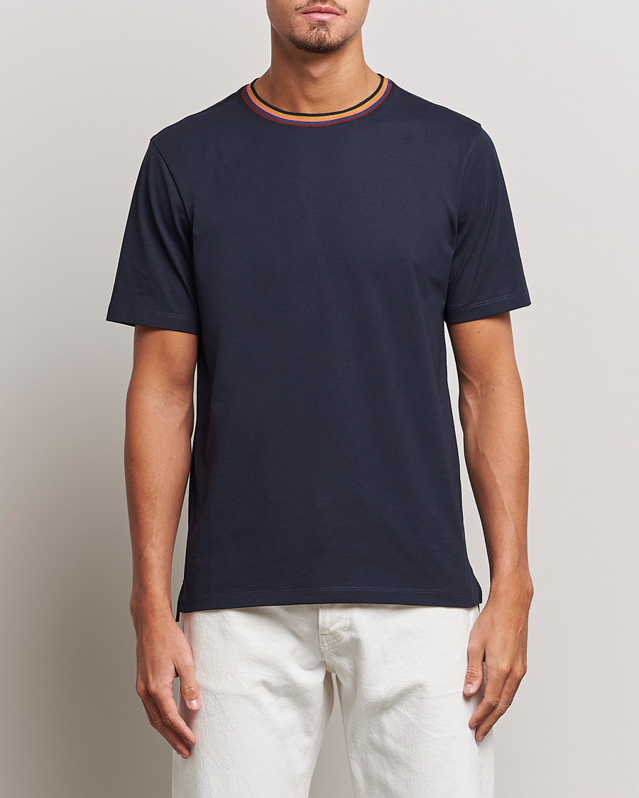 Homme | T-shirts | Paul Smith | Stripe Rib Crew Neck T-Shirt Navy