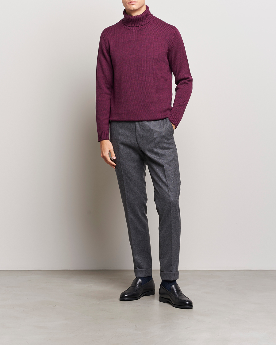 Homme | Pulls Et Tricots | Zanone | Virgin Merino Wool Rollneck Burgundy