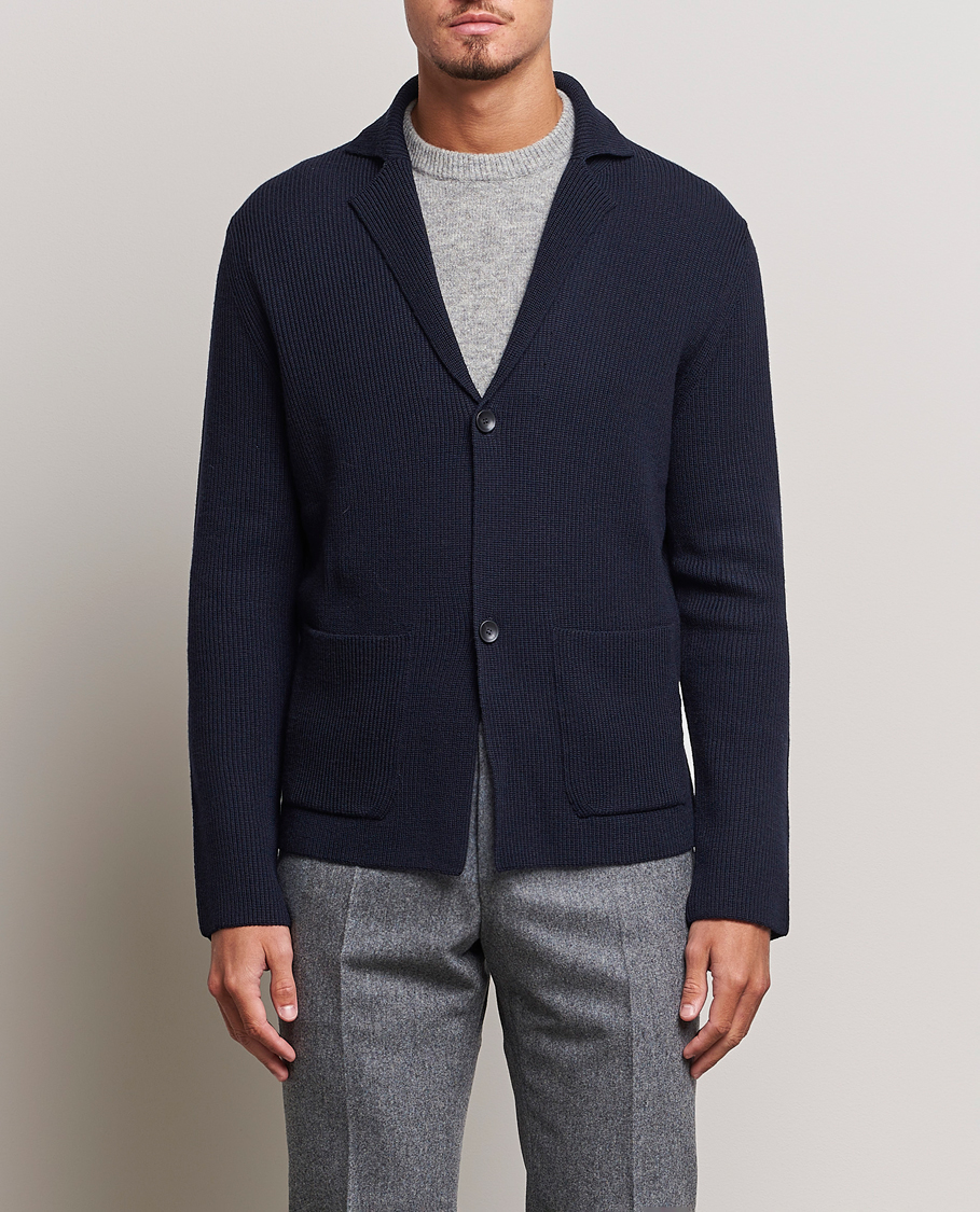 Homme | Pulls Et Tricots | Zanone | Merino Wool Cardigan Jacket Navy