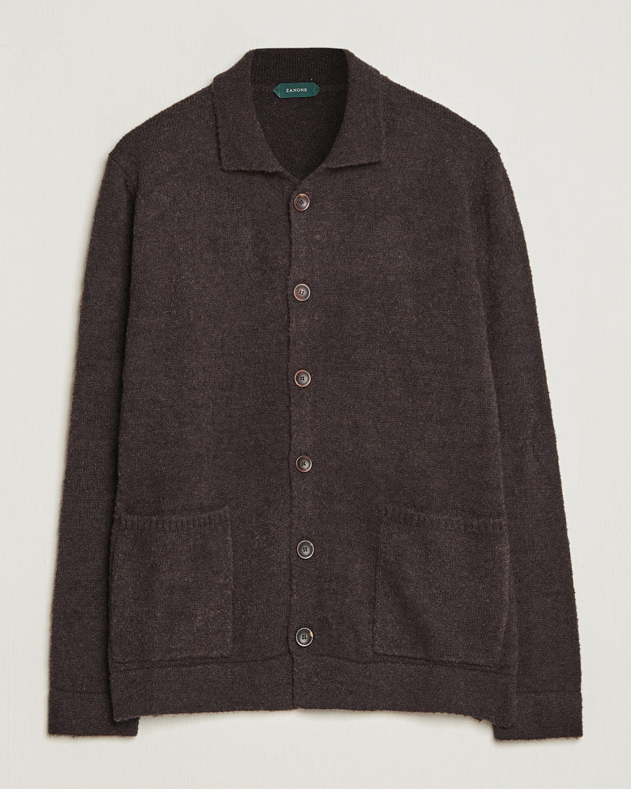 Homme | Pulls Et Tricots | Zanone | Boucle Wool Chore Jacket Dark Brown