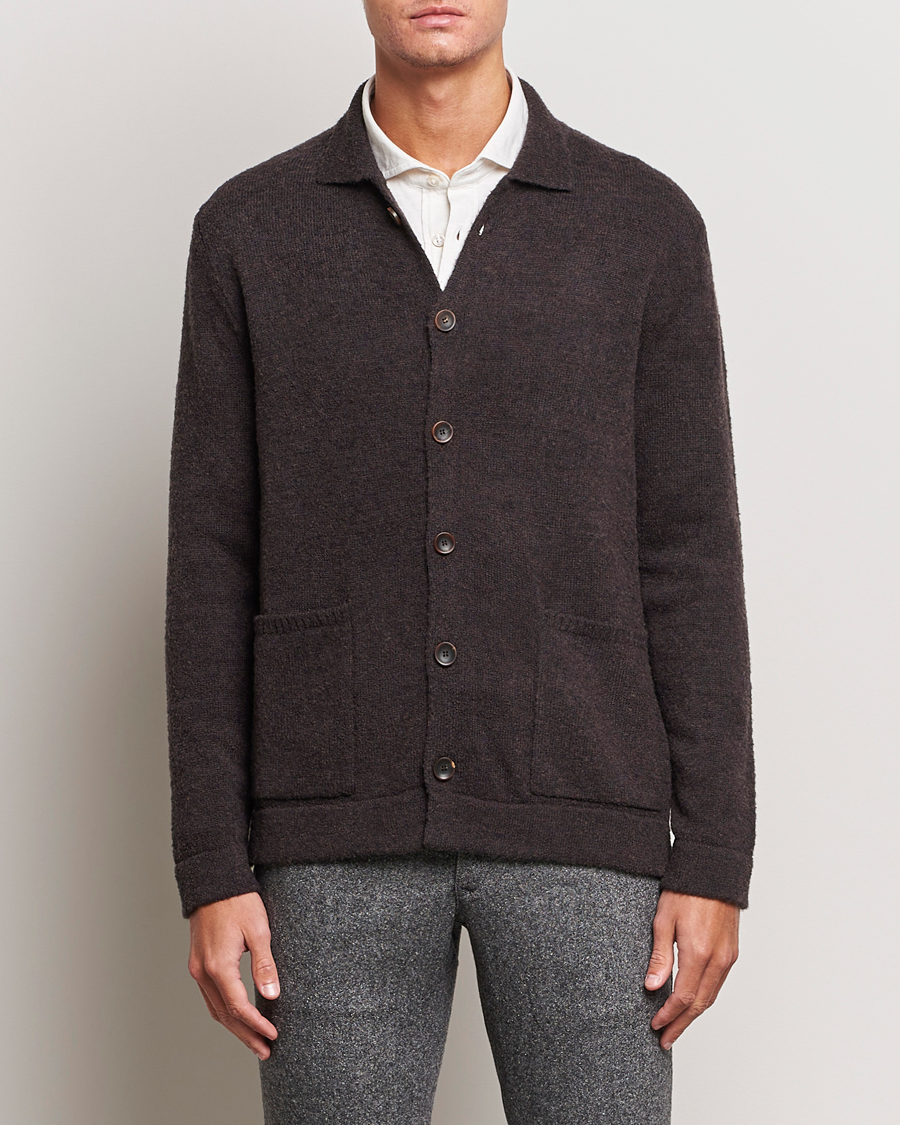 Homme | Pulls Et Tricots | Zanone | Boucle Wool Chore Jacket Dark Brown