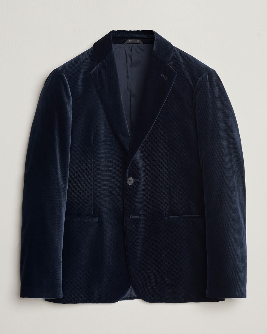 Homme | Blazers | Giorgio Armani | Velvet Micro Blazer Navy