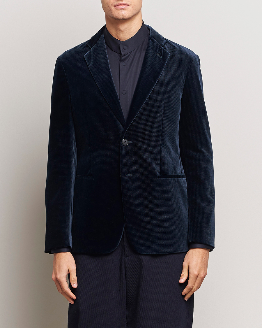 Homme | Blazers | Giorgio Armani | Velvet Micro Blazer Navy