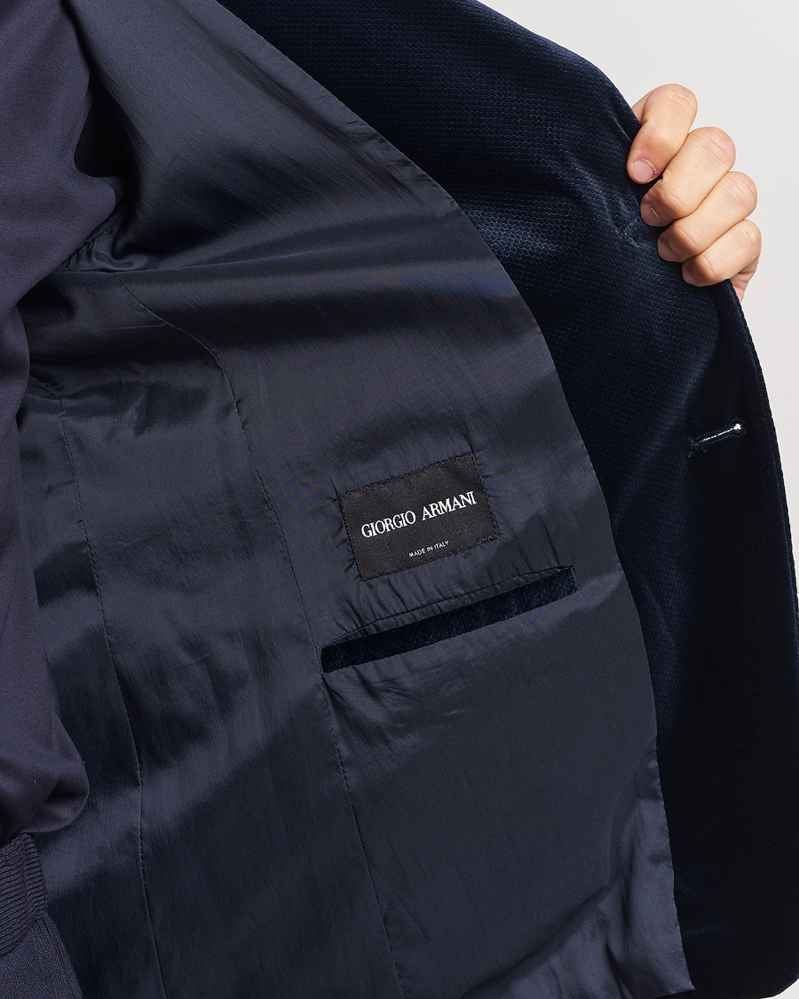 Homme | Blazers | Giorgio Armani | Velvet Micro Blazer Navy