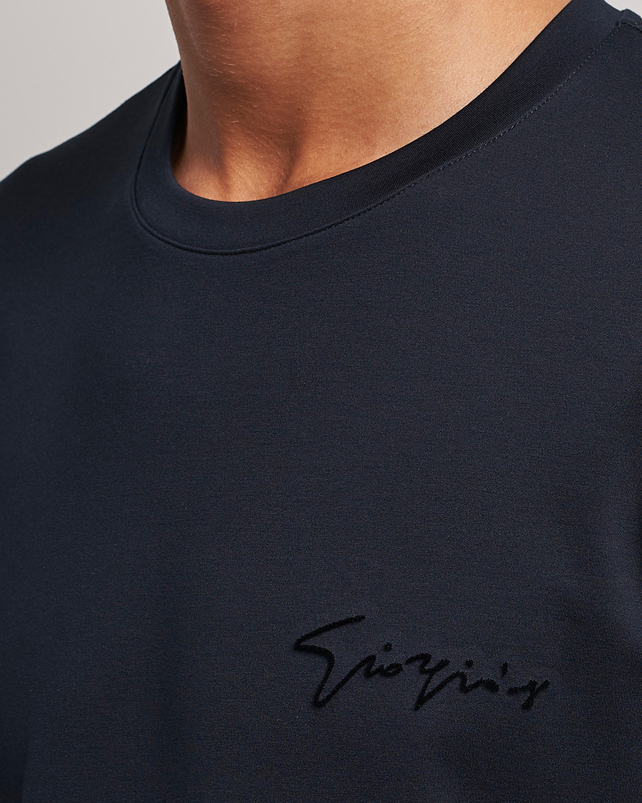 Homme | T-shirts | Giorgio Armani | Embroidered Signature T-Shirt Navy
