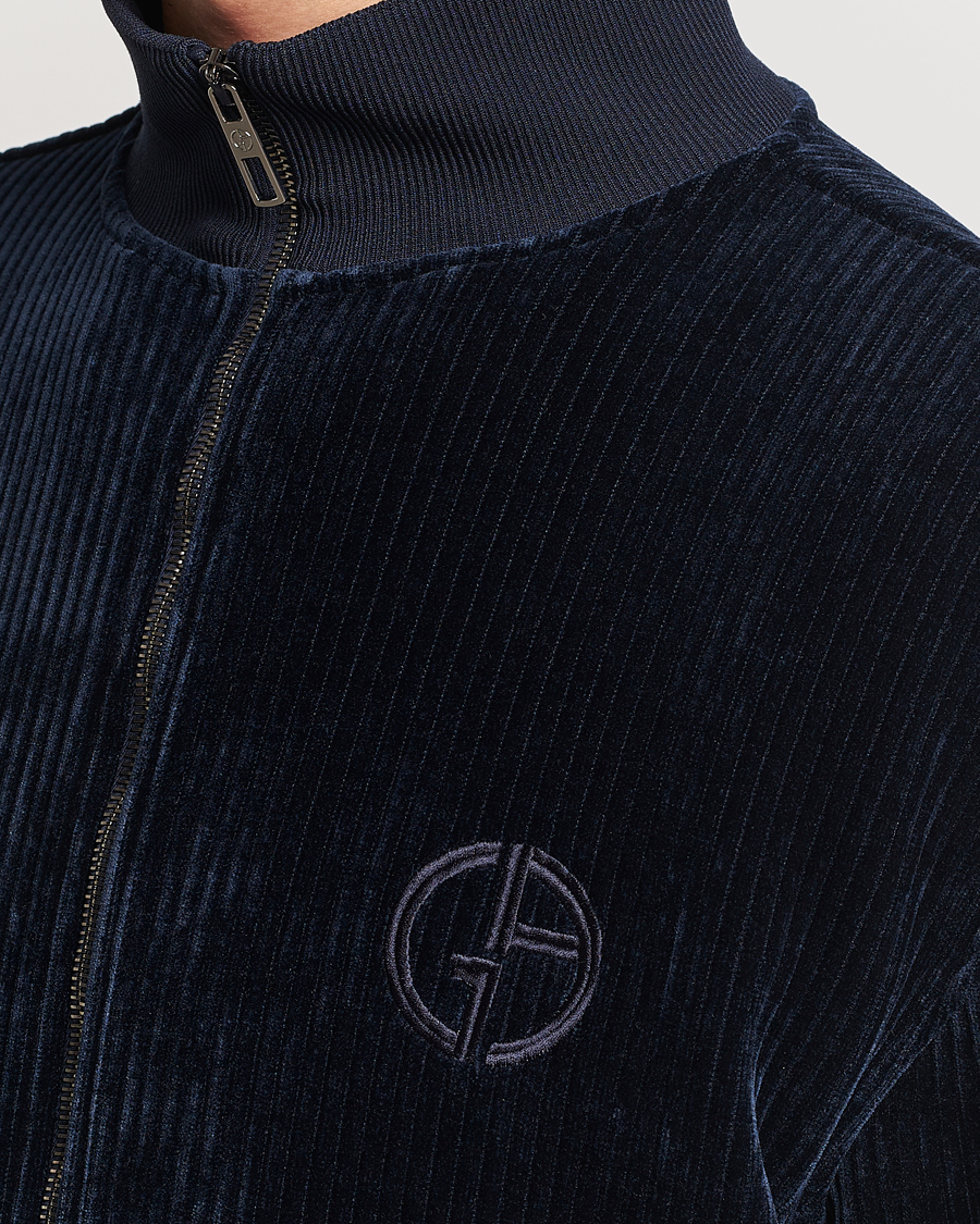 Homme | Pulls Et Tricots | Giorgio Armani | Jersey Corduroy Zip Sweater Navy