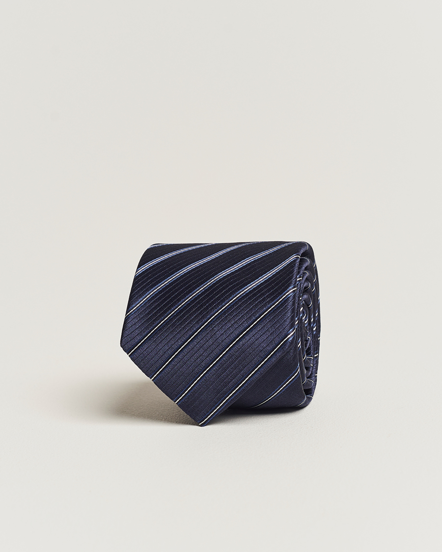 Homme | Giorgio Armani Regimental Stripe Silk Tie Navy | Giorgio Armani | Regimental Stripe Silk Tie Navy