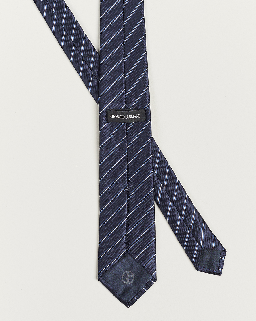 Homme | Giorgio Armani Regimental Stripe Silk Tie Navy | Giorgio Armani | Regimental Stripe Silk Tie Navy