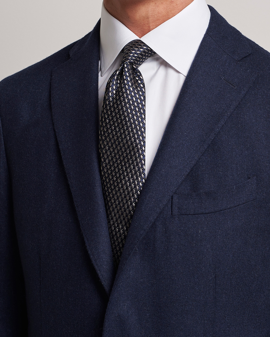 Homme |  | Giorgio Armani | Jacquard Silk Tie Navy/Grey