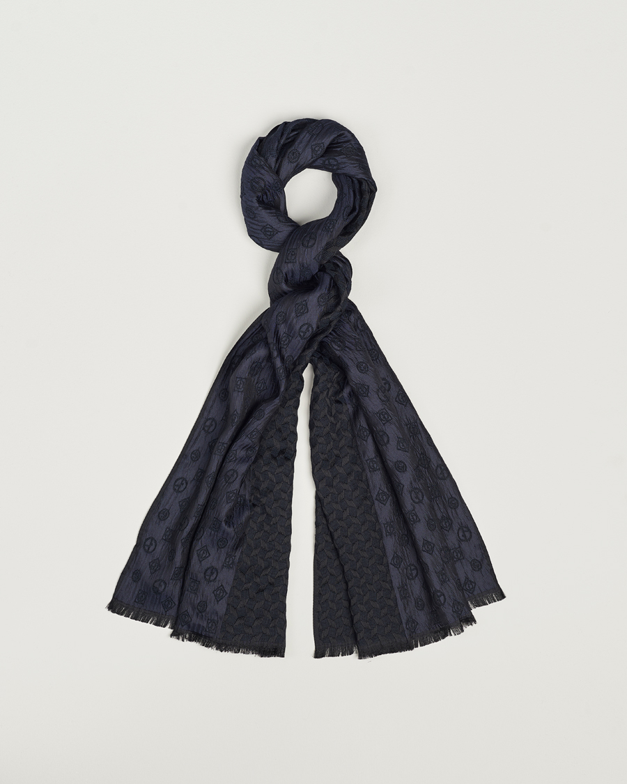 Homme | Giorgio Armani Wool/Silk Monogram Scarf Navy | Giorgio Armani | Wool/Silk Monogram Scarf Navy