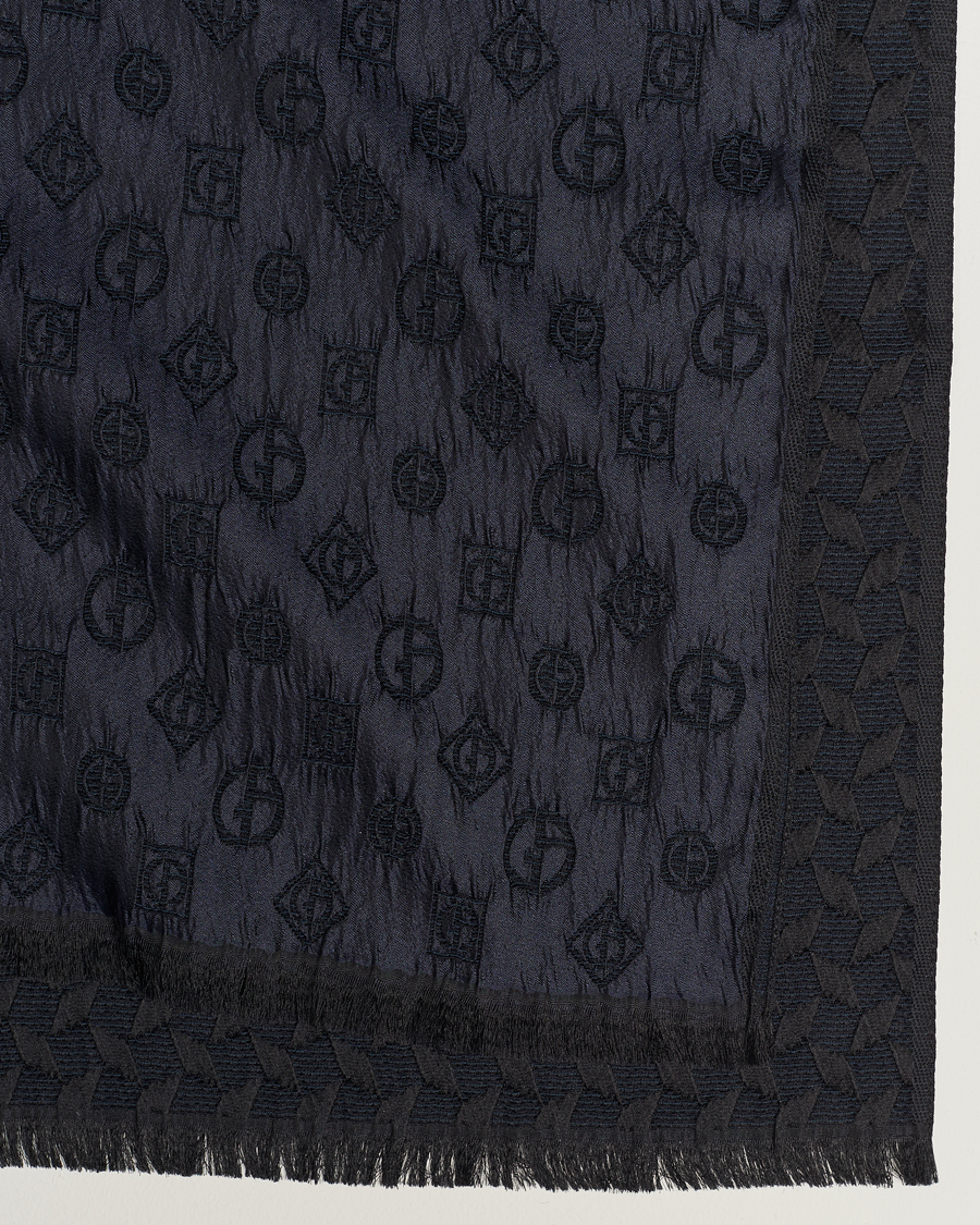 Homme | Giorgio Armani Wool/Silk Monogram Scarf Navy | Giorgio Armani | Wool/Silk Monogram Scarf Navy