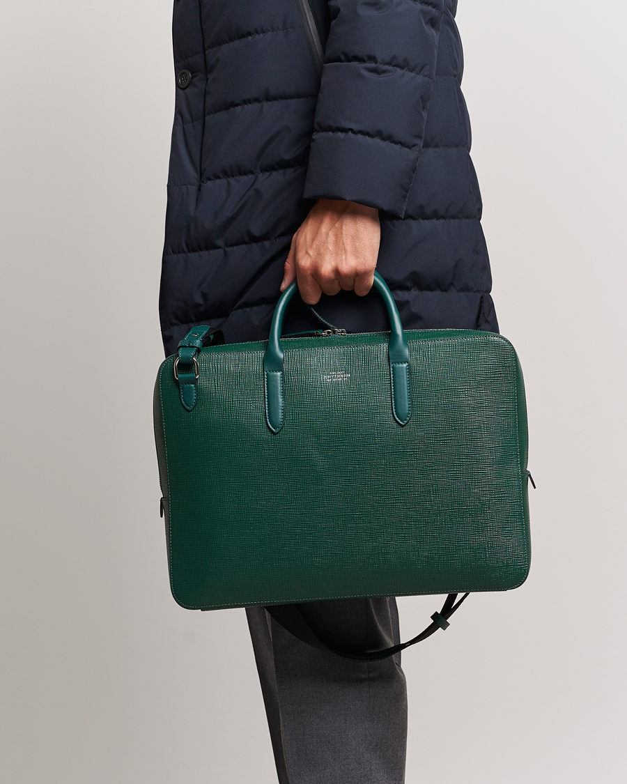 Homme | Sections | Smythson | Panama Lightweight Briefcase Forest Green