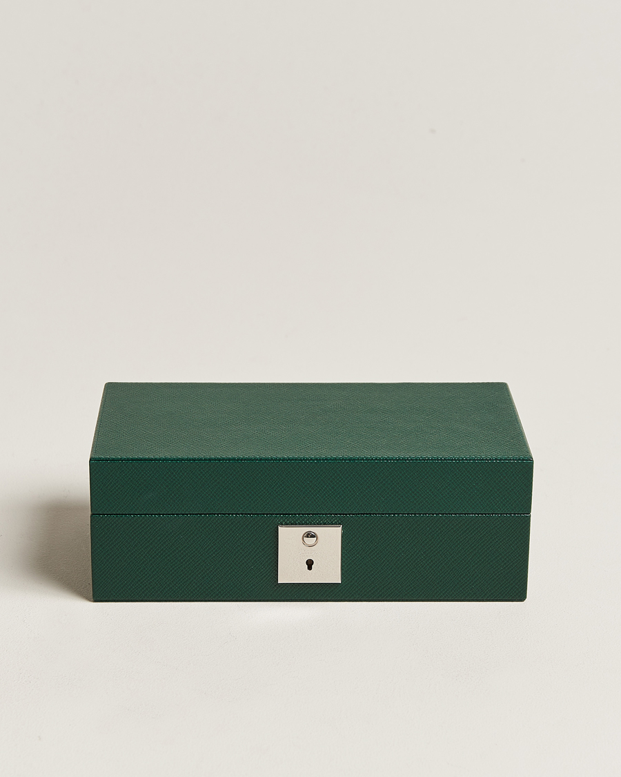 Homme | Smythson Panama Lockable Watch And Cufflink Box Forest Green | Smythson | Panama Lockable Watch And Cufflink Box Forest Green