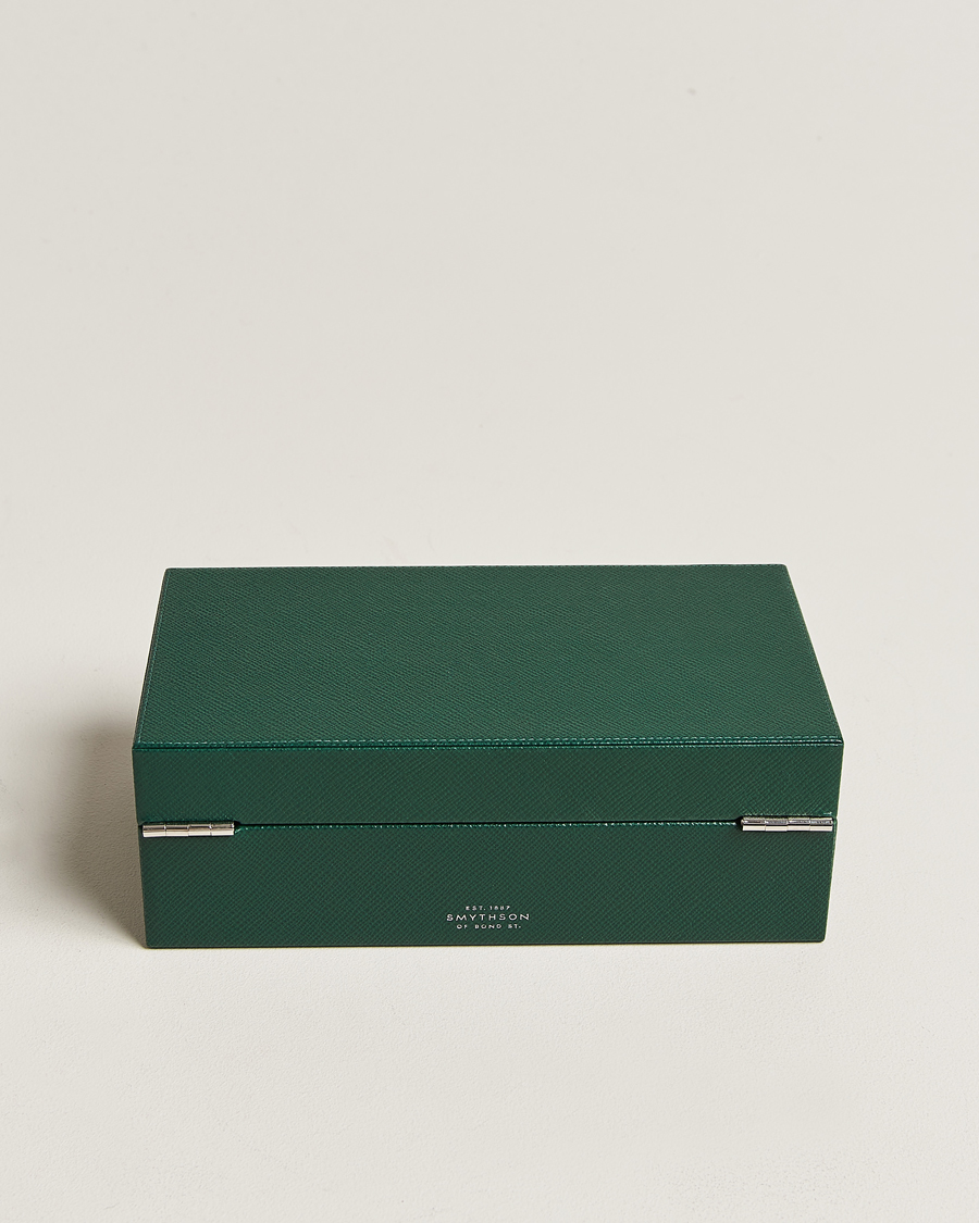 Homme | Smythson Panama Lockable Watch And Cufflink Box Forest Green | Smythson | Panama Lockable Watch And Cufflink Box Forest Green