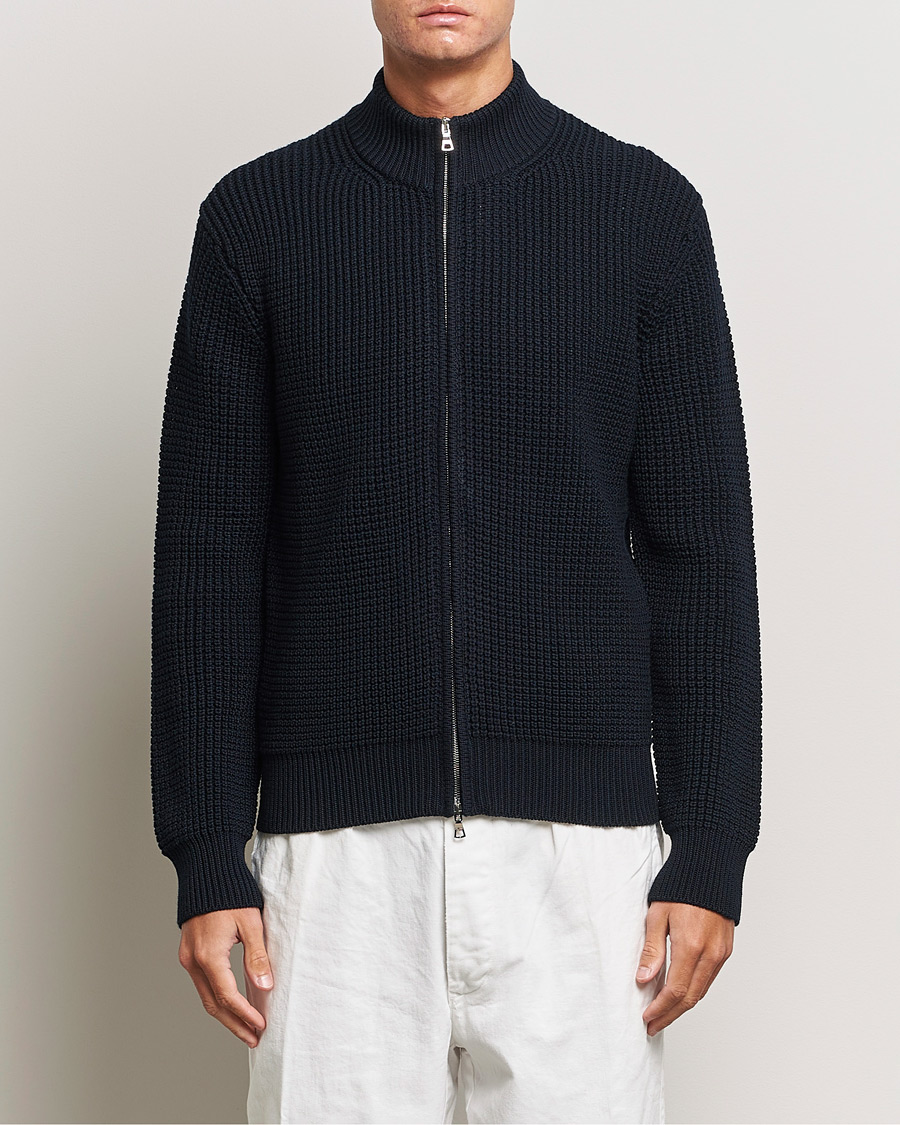 Homme | Pulls Et Tricots | Orlebar Brown | Swan Merino Seed Stich Full Zip Night Iris