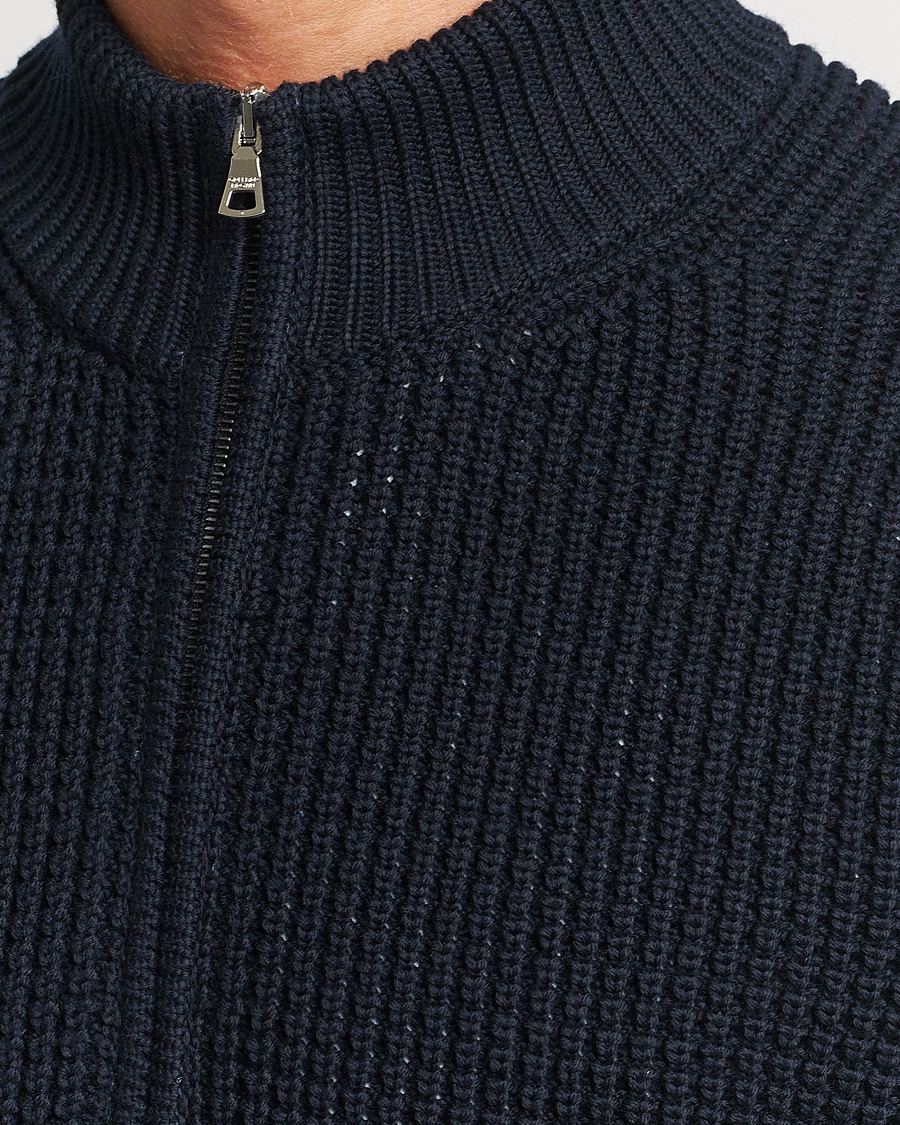 Homme | Pulls Et Tricots | Orlebar Brown | Swan Merino Seed Stich Full Zip Night Iris