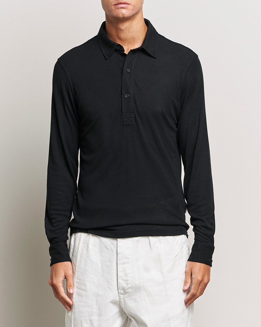 Homme | Pulls Et Tricots | Orlebar Brown | Sebastian Long Sleeve Cashmere Polo Black