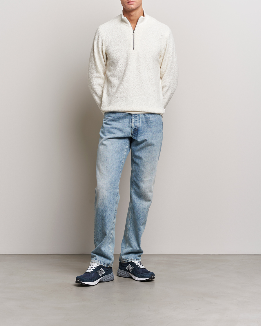 Homme | Pulls Et Tricots | Orlebar Brown | Isar Fleece Cashmere Half-Zip White Sand