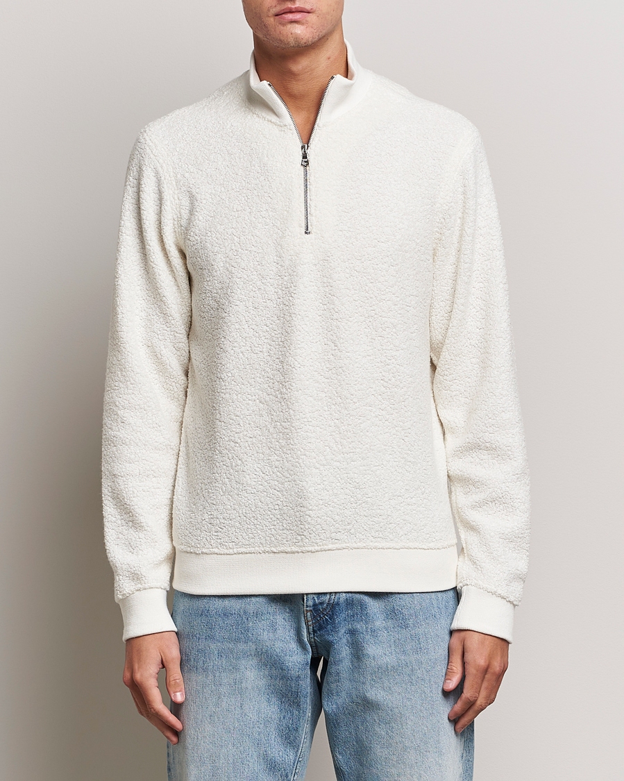 Homme | Pulls Et Tricots | Orlebar Brown | Isar Fleece Cashmere Half-Zip White Sand