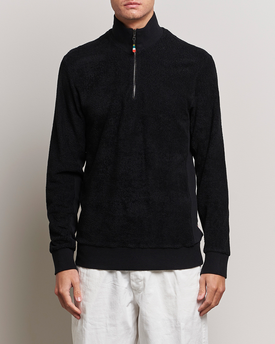 Homme | Pulls Et Tricots | Orlebar Brown | Isar Mix Texture Half-Zip Black
