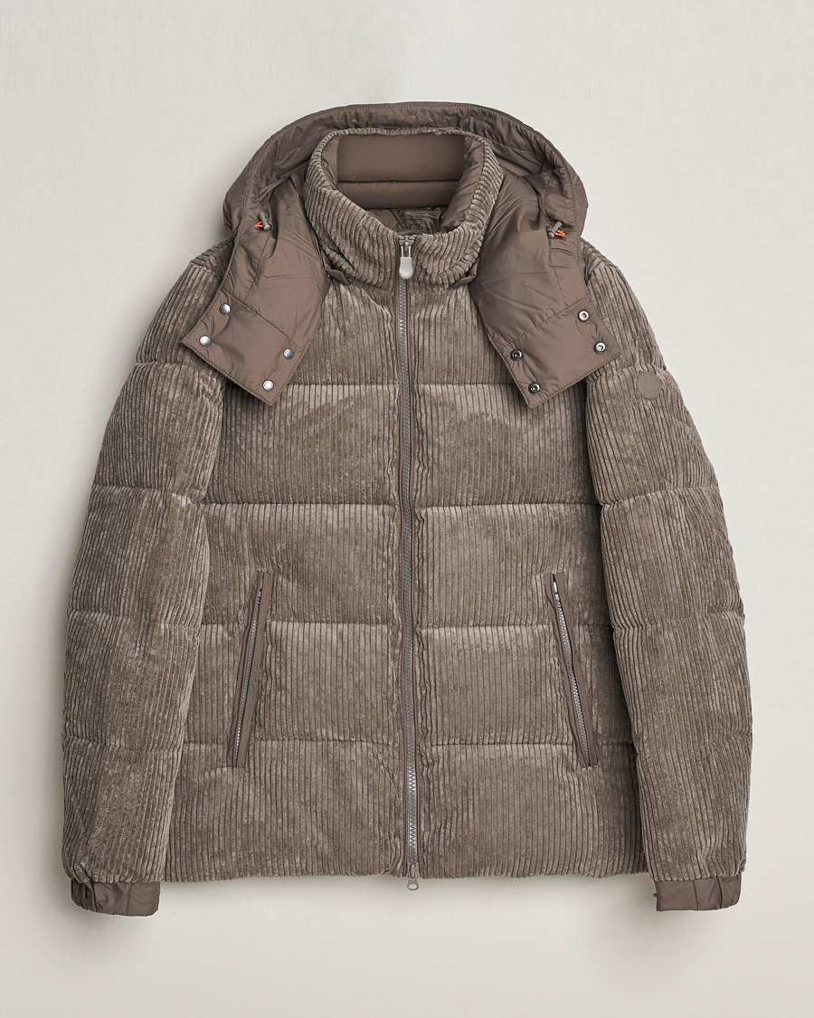 Homme | Manteaux Et Vestes | Save The Duck | Albus Cord Padded Puffer Jacket Mud Grey