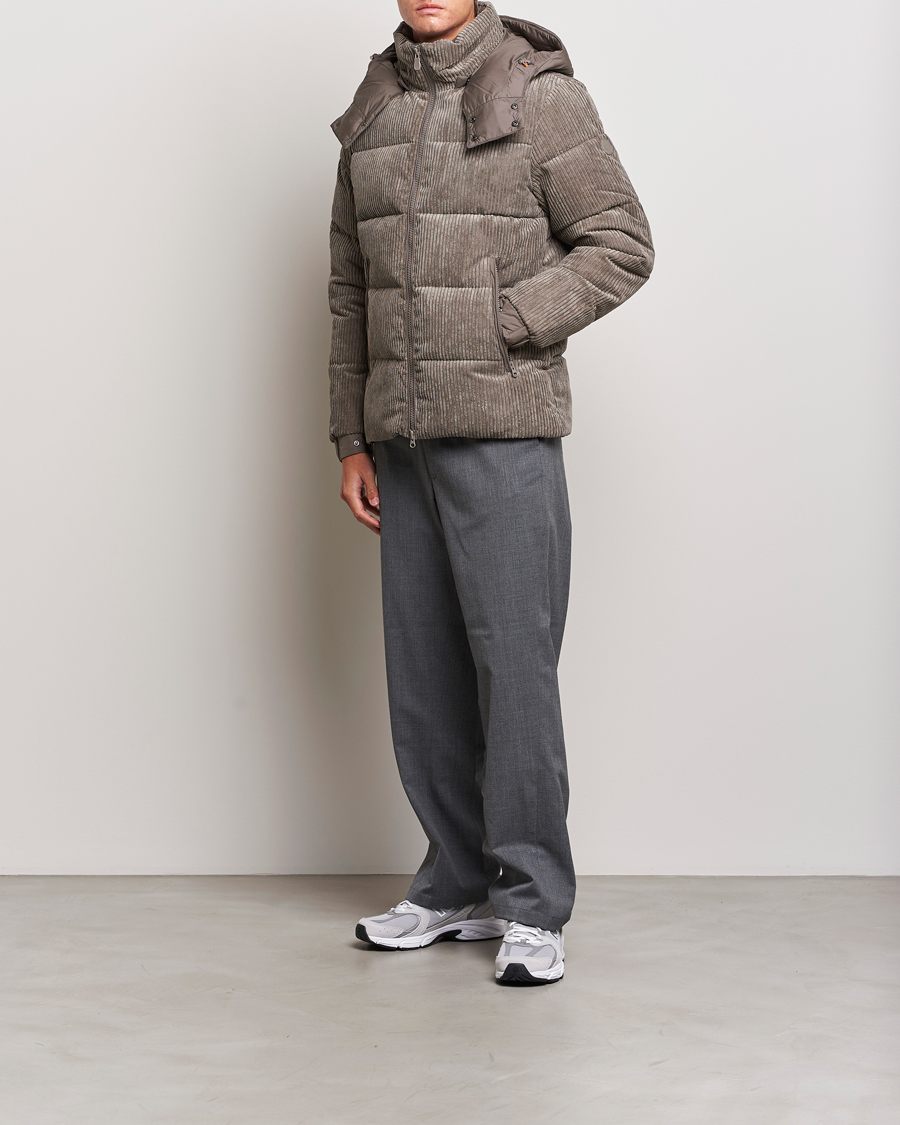 Homme | Manteaux Et Vestes | Save The Duck | Albus Cord Padded Puffer Jacket Mud Grey