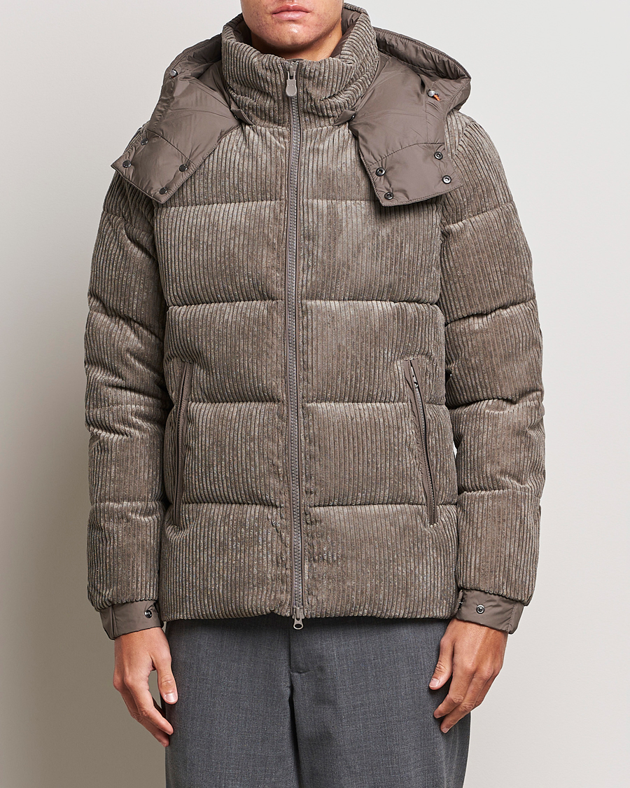 Homme | Manteaux Et Vestes | Save The Duck | Albus Cord Padded Puffer Jacket Mud Grey