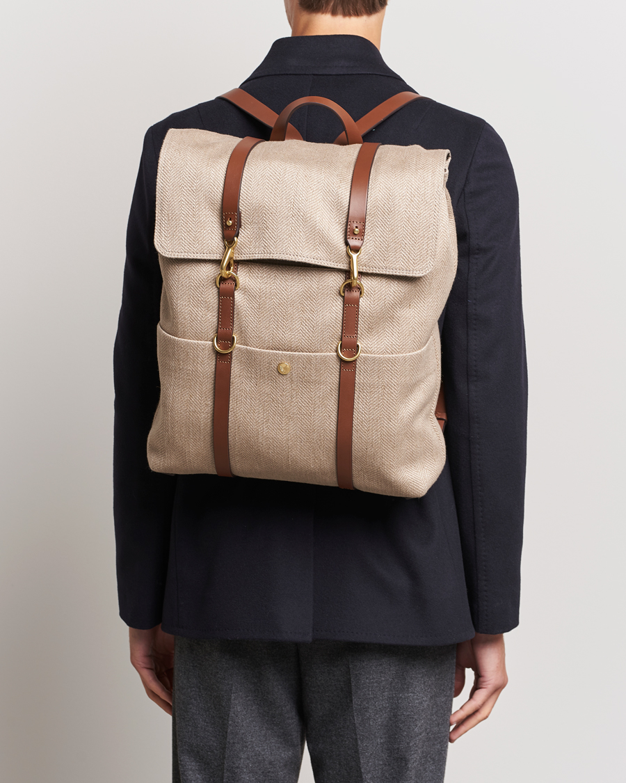 Homme |  | Mismo | M/S Backpack  Grand Herringbone/Cuoio
