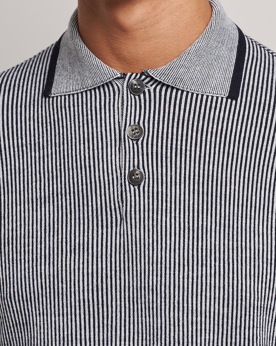 Homme | Pulls Et Tricots | Giorgio Armani | English Rib Knitted Polo Shirt Navy/White
