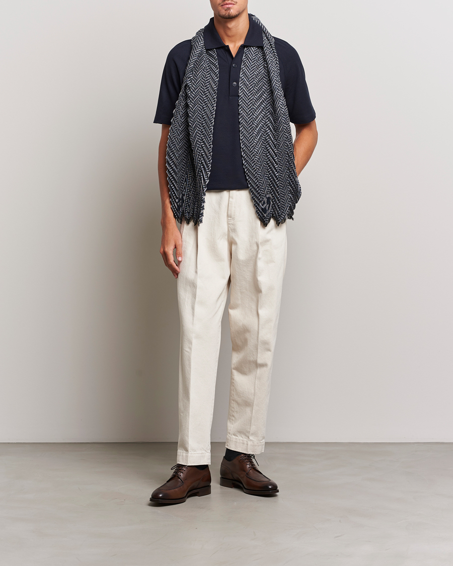 Homme | Polos | Giorgio Armani | Cotton/Cashmere Raglan Sleeve Polo Navy