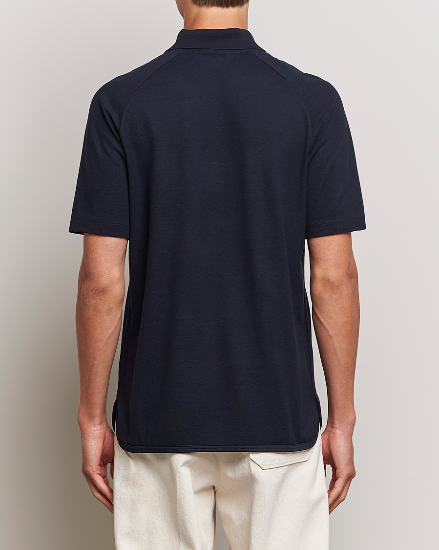 Homme | Polos | Giorgio Armani | Cotton/Cashmere Raglan Sleeve Polo Navy